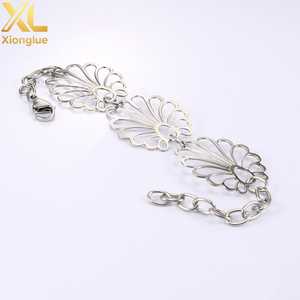 Bracelet avec pendentif en forme de pétale de fleur, en acier inoxydable plaqué or véritable, pour femmes, bijoux fins, cadeaux pour filles - Product Image 3