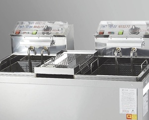 Friteuse électrique à double cuve, corps en acier thermolaqué, deux grandes cuves à huile, chauffage haute performance, contrôle analogique de la température et du temps. - Product Image 6