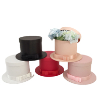 Boîte à fleurs ronde en forme de chapeau en forme de fleur de rose, boîte d'emballage en papier avec nœud papillon, décoration pour cadeau de promotion pour homme