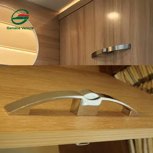 Aluminium alloy Arc Button Pull Handle door Lock Keyless Caravan Furniture Handle push lcok