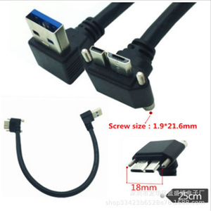 Usb3.0 <b>Micro</b> <b>B</b> Male To <b>Usb</b> 3.0 A Male Data Cable With Screw Lock And Right Angle Connector For Panel Mounting - Product Image 2