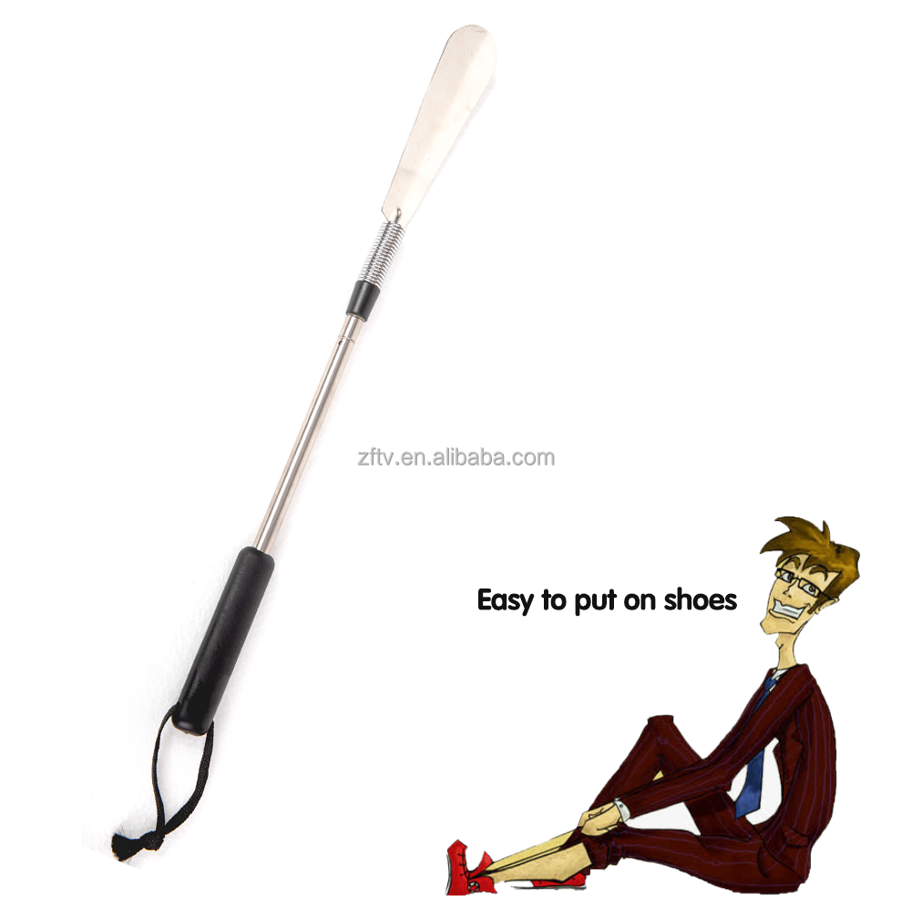 Гибкий телескопический выдвижной рожок для обуви из нержавеющей стали, пластиковый рожок для обуви