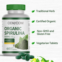 Comprimés de spiruline biologique verte naturelle en vrac à étiquette privée personnalisée, poudre/comprimés de spiruline
