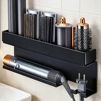 Support mural métallique pliable à 5 niveaux pour outils de coiffure, support de rangement résistant à la rouille pour sèche-cheveux, organisateur de salle de bain pour la maison