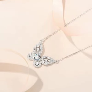 Collana di Moda in Argento Sterling S925 Placcato <span class=keywords><strong>Oro</strong></span> 18K con Pendente di Diamanti e Moissanite da 1.0Ct Colore <span class=keywords><strong>D</strong></span> VVS - Product Image 4