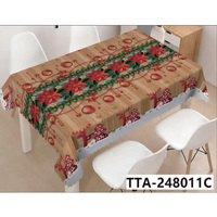 Nappe de Noël réutilisable, écologique, durable, imperméable en PVC, imprimée pour les fêtes, résistante aux taches d'huile, pour usage domestique