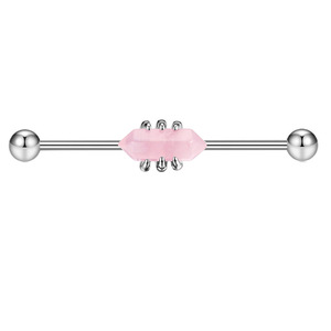 Boucles d'oreilles barbell industrielles en acier inoxydable pour femmes et hommes, motif griffes attrapant la pierre, <span class=keywords><strong>piercing</strong></span> hélix, barre longue de 38 mm, bijoux de <span class=keywords><strong>piercing</strong></span> pour cartilage - Product Image 5