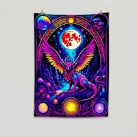 Tapisserie murale polyvalente à lumière UV fluorescente avec motifs animaux psychédéliques pour chambre à coucher ou dortoir
