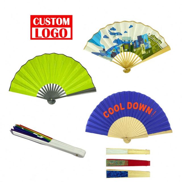 Mixed Colour 8 Inch (21C.M) Hot Sale Handheld Fans Wholesale Silk Folding Fans for Music Festival, Dance