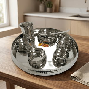 <b>Vintage</b> Stainless Steel Round Dinner Thali Set Leak-Proof Portable Eco-Friendly Dishwasher <b>Safe</b> Party Dinnerware - Product Image 2