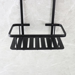 SANIPRO <span class=keywords><strong>prix</strong></span> usine étagère de salle de bain en aluminium noir mat sans perçage suspendu sur le support de rangement de porte de salle de douche - Product Image 4