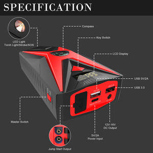 Mini Portable 12v peak Power Bank Démarreur de saut de voiture Chargeur de batterie automobile d'urgence <span class=keywords><strong>Booster</strong></span> Stock - Product Image 6