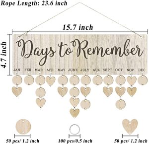 Planche d'anniversaire familiale calendrier en bois mural suspendu Plaque de rappel d'anniversaire avec 100 étiquettes en bois super cadeau pour maman <span class=keywords><strong>grand</strong></span>-mère - Product Image 3