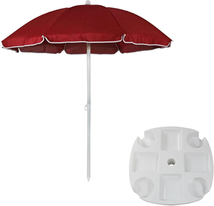 Sombrilla de playa roja para exteriores con función de inclinación y sombrilla de playa para exteriores - Product Image 1