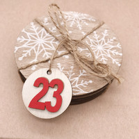 Grenzüberschreitend Meistverkaufter Moderner Hölzerner Chinesischer Weihnachts-Countdown 1-24 Digitale Scheiben-Anhänger Geschenkdekoration DIY Adventskalender