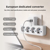 Multiprise intelligente 2500W 100-250V avec 2 ports USB-A et 1 port USB-C, lumière LED, 2 prises et interrupteur principal