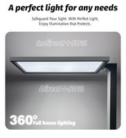 Lampadaire moderne en aluminium avec commande tactile, température de couleur réglable 2700-6500K, LED 120lm/W, intensité variable, abat-jour carré en métal argenté, pour bureau