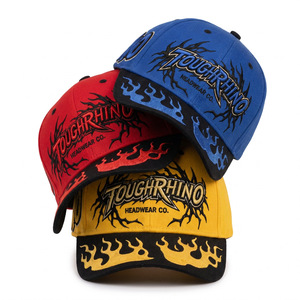 Cappellino da Baseball Personalizzato TOUGHRHINO con Ricamo 3D Fiamme Gotiche, Nero, Visiera Piatta, Twill, Stile Y2K Streetwear, Ingrosso Gorras Headwear <span class=keywords><strong>Co</strong></span> - Product Image 2