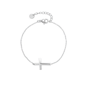Amy Amy <b>Cross</b> Bracelet Silver Plated Zirconia <b>Chain</b> Women's Religious Jewelry Gift P0116 - Product Image 3