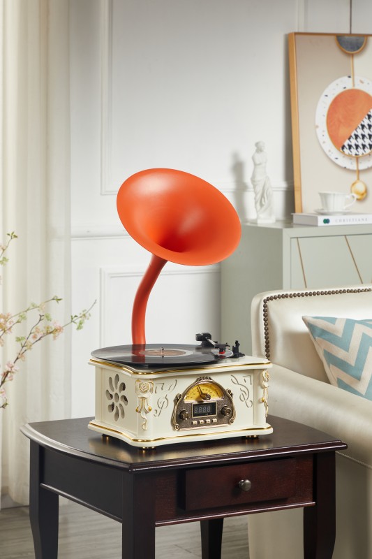 Factory MINI supply Classic Wooden Radio Gramophone Luxury Retro Vinyl Phonograph Record Player