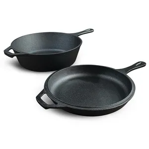 3.5 Qt. Fornello combinato in ghisa Pre-stagionato con padella da 10 "che funziona come coperchio