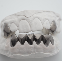 Grillz personnalisé mat à facettes, 2 crocs supérieurs, 7 dents coupées latérales inférieures, en argent brossé, style Hip Hop, Bijoux de rappeur, motif Bête Sauvage