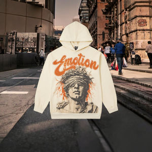 Sweat-shirt à capuche surdimensionné pour homme, vintage, décontracté, lourd, 100% coton, imperméable, imprimé, avec poches - Product Image 3