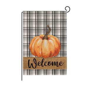 Polyester Garden Flag Autumn Pumpkin Rectangle Shape Iron Flagpole Courtyard Decorative <b>Small</b> Outdoor Display Flag - Product Image 4