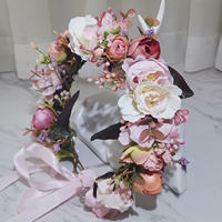 Bandeau de fleurs couronne de cheveux couronne florale casque avec ruban mariage Festival fête coiffure bandeau de cheveux