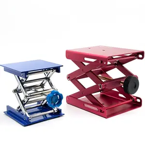 HKAA Custom Lab Lifting Platform Stand Adjustable Resistance Blue Electroplated Aluminum Rack Scissor Jack Lifter