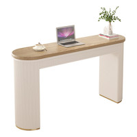 Table de bar murale moderne en bois massif avec chaises, idéale pour les commerces, la maison, les salons de thé, les balcons étroits et rectangulaires