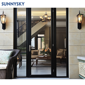 Porte d'<span class=keywords><strong>ingresso</strong></span> in alluminio francese in vetro personalizzato diretto della fabbrica di Sunnysky porte a battente esterne in stile aperto - Product Image 1