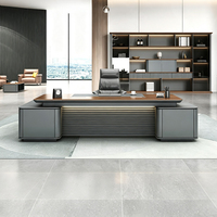 Bureau de direction gris KMJ, bureau de direction de luxe, grand bureau de direction, table de bureau de PDG