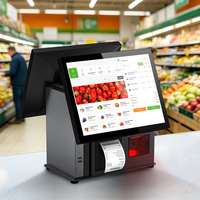 Sistema POS Todo en Uno de 15.6 Pulgadas, Terminal POS con Impresora y Escáner Integrados, Compatible con Win10 y Win11 para Caja Registradora de Minoristas