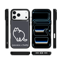 Coque de téléphone AG Feeling Black Edge avec motif chat et ligne dorée pour iPhone 17, 17 Pro Max, 16 Pro, 15 – Coque magnétique