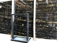 Offre Spéciale Dalles de pierre naturelle de marbre noir de Nero Portoro pour des fournisseurs de plancher et de mur