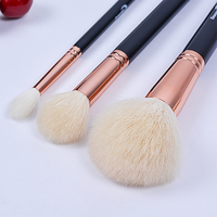 Ensemble de pinceaux de maquillage pour le visage et le correcteur Dongshen, 13 pièces, poils de chèvre naturels de luxe, virole en or rose, manche en bois