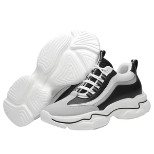 Zapatos informales para mujer que aumentan la altura, zapatillas de deporte de cuero Pu con malla transpirable a la moda, antideslizantes, cómodas para primavera e invierno - Product Image 1