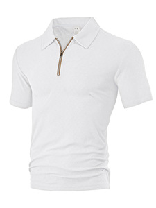Custom Men Terry Jacquard <b>Zip</b> Placket Polo <b>Shirt</b> Embroidery Logo 210GSM 100% Polyester Golf Workwear Top - Product Image 6