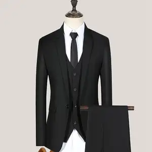 Plus Size Men's Suit Coat Vest Pants 3 Pieces Wedding Business Office Men's Suits Slim Fit Single Button Formal Dress Suits