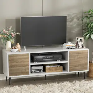 Woonkamer Meubels Tv Staat Met Open 2 Planken Video Console Tafel Voor Elke Stijl Moderne Tv-Kasten Wit