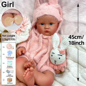 Muñeca Reborn de Silicona de 45 cm (18 Pulgadas) <span class=keywords><strong>con</strong></span> Apariencia Realista de Bebé Recién Nacida, <span class=keywords><strong>con</strong></span> Ojos Abiertos y Rostro Angelical, para Regalos Infantiles - Product Image 2