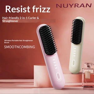Peigne lisseur sans fil portable, rechargeable par USB, mini brosse lissante pour <span class=keywords><strong>cheveux</strong></span>, <span class=keywords><strong>appareil</strong></span> de coiffage et de bouclage - Product Image 4