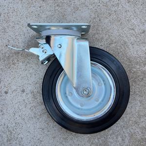 200/50-100 Unterstützung OEM ODM 8-Zoll-Last 150kg Platte Schwenkbare obere Bremse Gummi-Lenkrad Verzinkte Oberfläche Kugellager - Product Image 2
