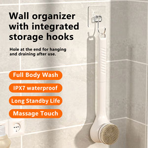 Brosse de massage électrique avec manche long ABS étanche et épurateur de corps souple en plastique pour la tête et la peau - Product Image 5