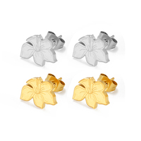 Pendientes de 1.2CM con Flores de Hibisco Hawaianas de Guam para Mujer, Joyería de Frangipani de Puerto Rico y Guadalupe, Acero Inoxidable # 000762