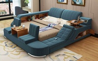 Lits en cuir de massage intelligents, style moderne minimaliste, tatami, lit double, lit de mariage, chambre principale, lit multifonction, grand lit, meubles sur mesure