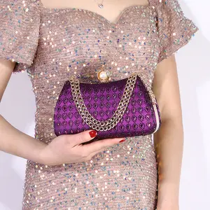 Custom Wholesale Rhinestone Clutch purse Women Acrylic Evening Clutch Bag Gold Chain handbags for party club Lady