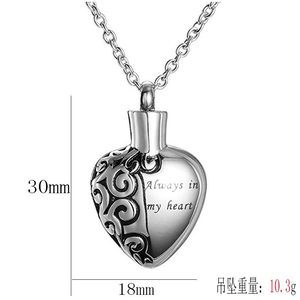 Monili antichi funeral in acciaio al titanio a forma di <span class=keywords><strong>cuore</strong></span> laser personalizzata pendente del profumo accessori per Sempre nel <span class=keywords><strong>mio</strong></span> <span class=keywords><strong>cuore</strong></span> - Product Image 2