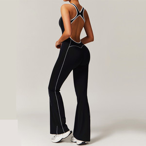 <span class=keywords><strong>2025</strong></span> Cộng Với Kích Thước Nén loe Xà Cạp Jumpsuit Phụ Nữ Tập Thể Dục Yoga Tập Thể Dục Bodysuit Thể Thao Jumpsuit - Product Image 1